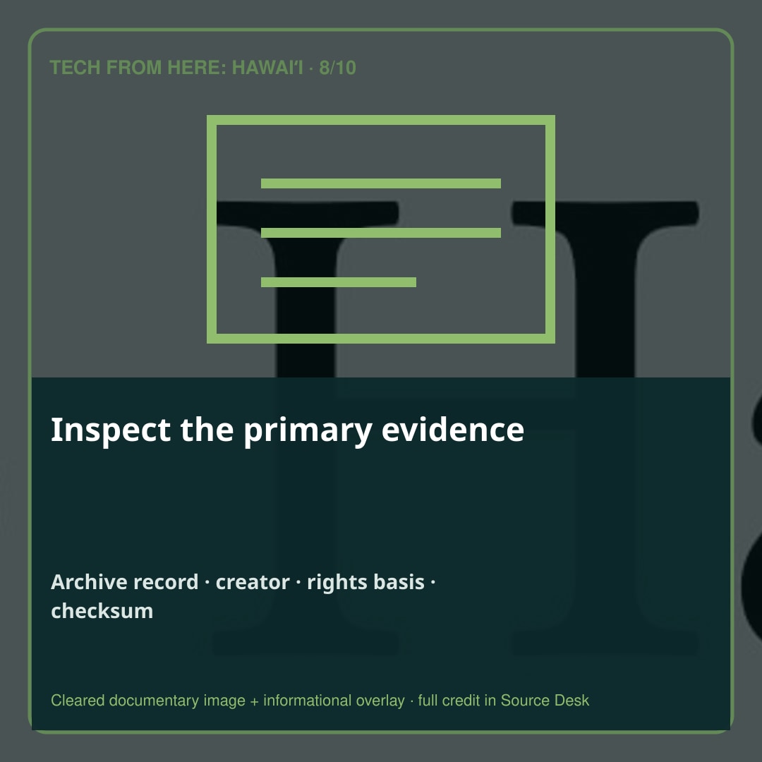 Inspect the primary evidence. The originating archive, creator, rights basis, caption, and file checksum are preserved in the Visual Source Desk.