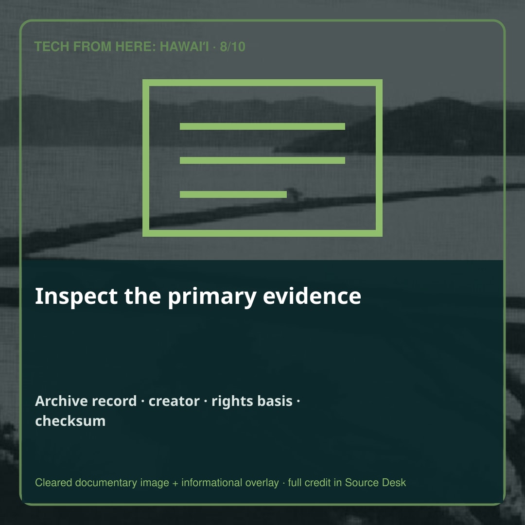 Inspect the primary evidence. The originating archive, creator, rights basis, caption, and file checksum are preserved in the Visual Source Desk.