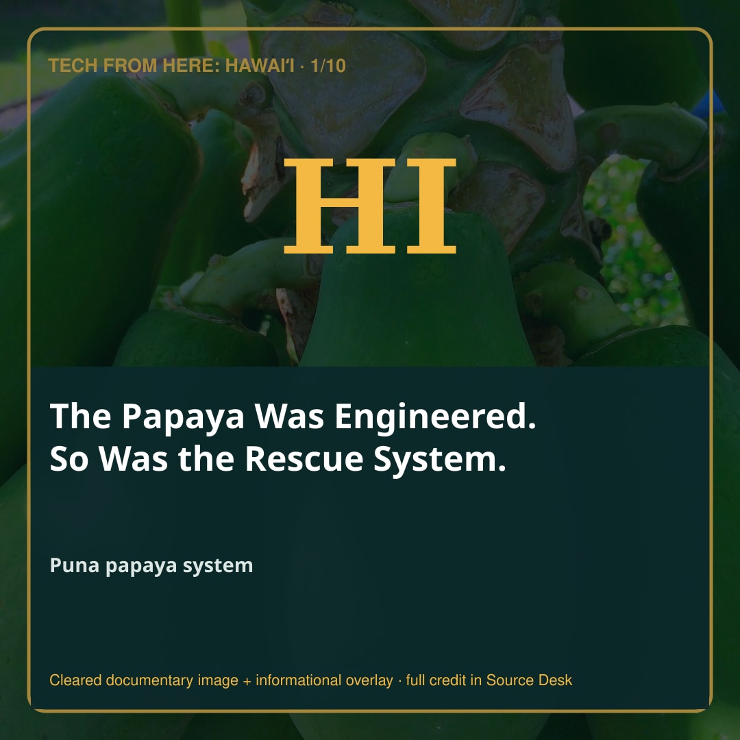 The Papaya Was Engineered. So Was the Rescue System.. A documentary-led visual story with the evidence kept in view.