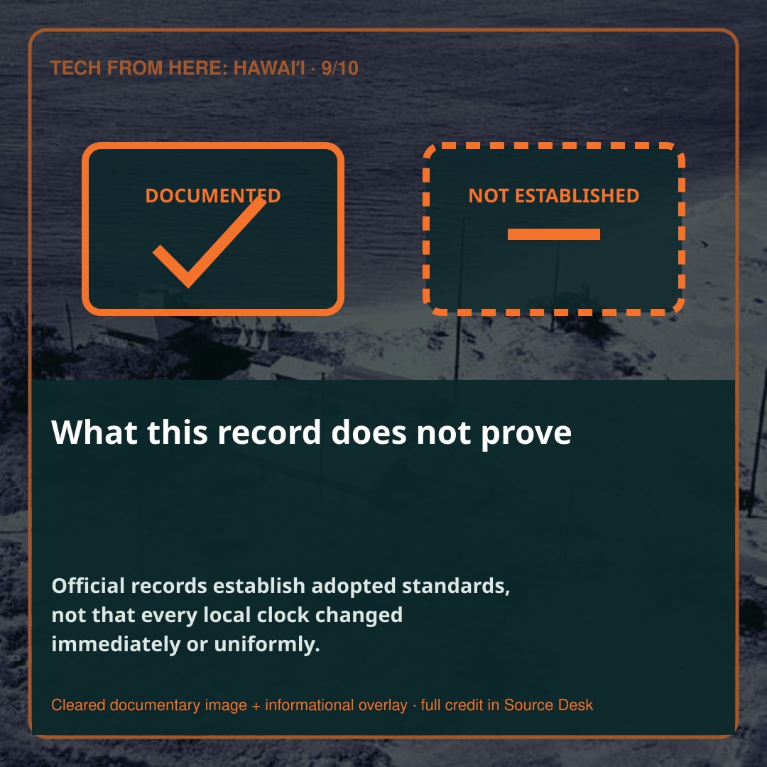 What this evidence does not prove. Standard time began in 1896 under that successor government.