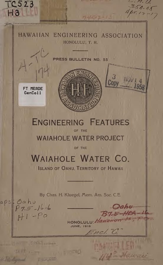 Scanned period engineering report on the Waiāhole Ditch.