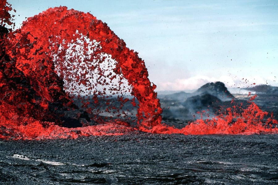 Photograph of a lava fountain.
