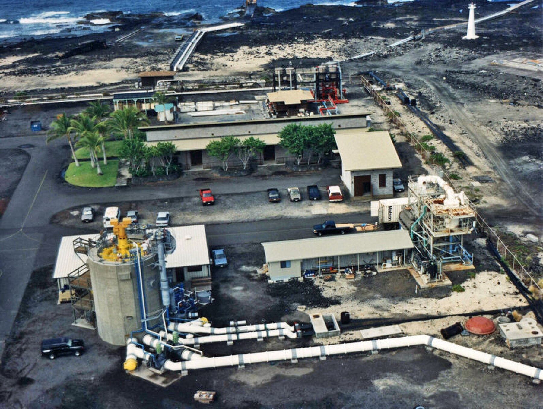 Industrial ocean-energy facility on the Kona coast.