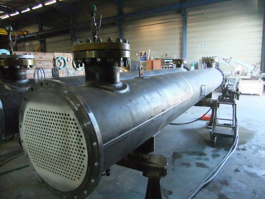 Photograph of an industrial heat exchanger.