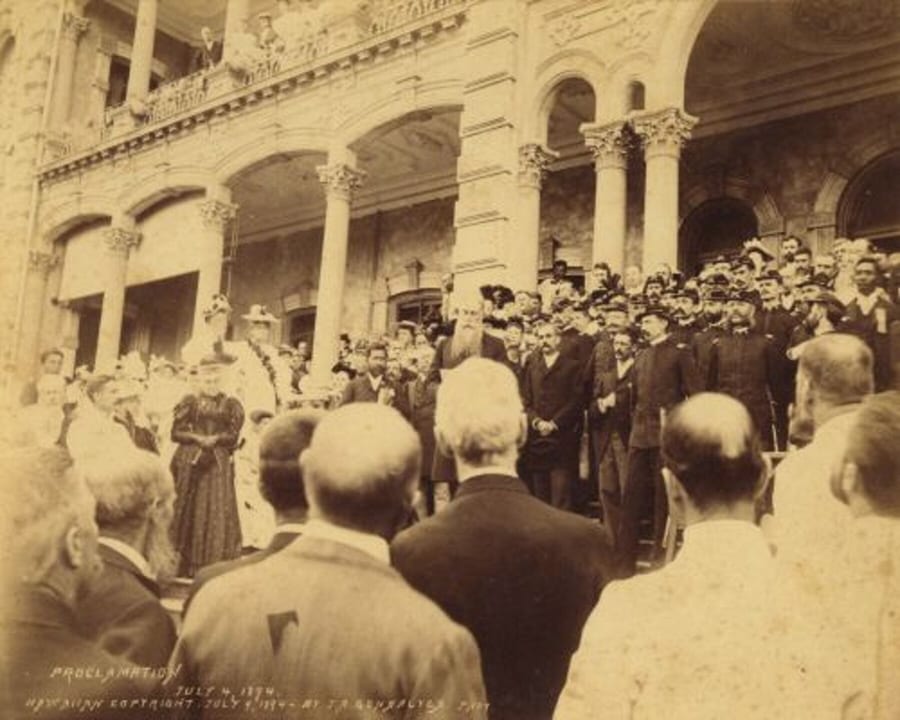 Historic photograph of the Republic of Hawaiʻi's proclamation.